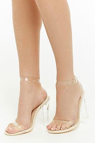 clear strap high heels