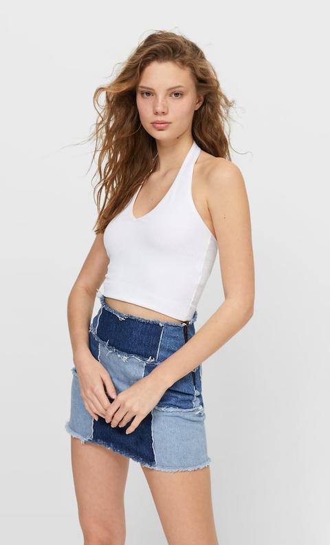 Stradivarius Top Dos Nu Avec Un Décolleté En V Blanc L