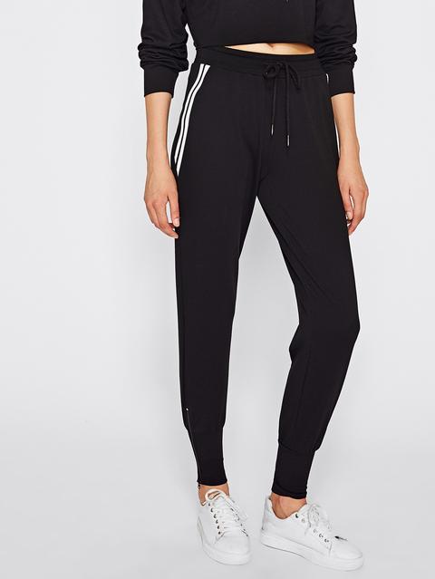 Zip Embellished Striped Side Sweatpants