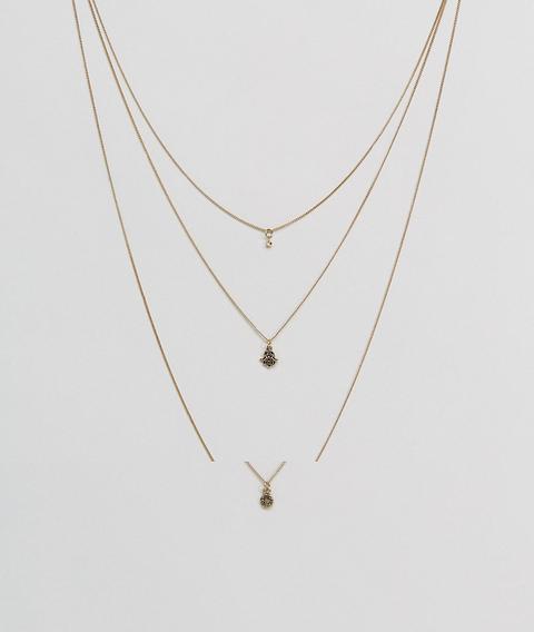 Asos - Collana Multifilo Con Mano Hamsa - Oro