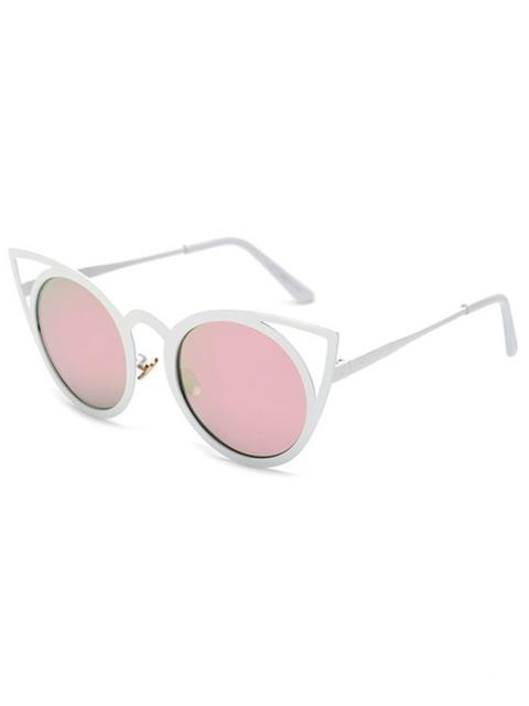 Cut Out White Cat Eye Mirrored Sunglasses