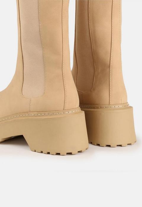 sand pull on chunky ankle boots