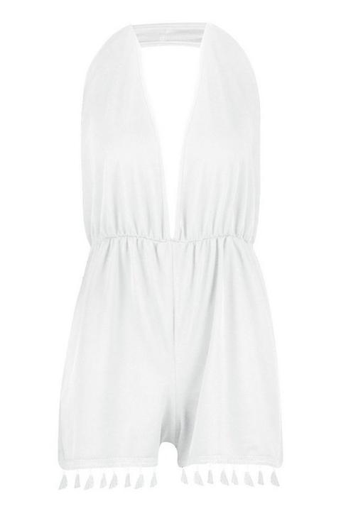 boohoo tassel playsuit