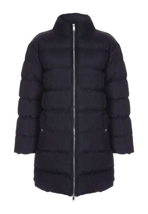 Womens Black Mid Length Padded Coat