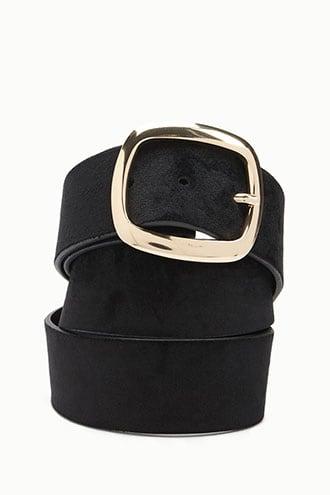 Forever 21 Velvet Square Buckle Belt Black