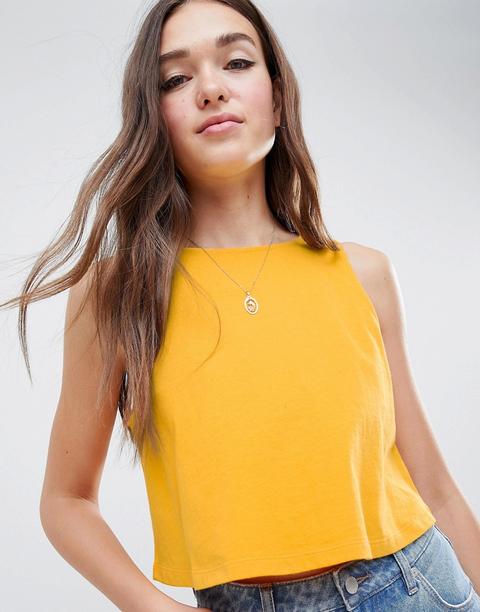 Asos Design Crop Swing Vest In Yellow - Giallo
