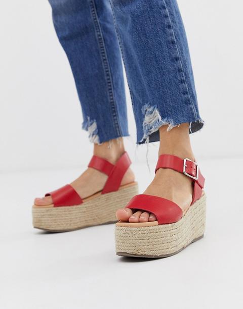 Sandalias Estilo Alpargatas Con Plataforma Plana En Rojo De New Look from  ASOS on 21 Buttons