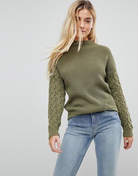 Daisy Street - Maglione A Collo Alto Con Maniche A Trecce - Verde