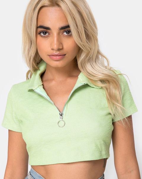 Shen Crop Top In Rib Pastel Lime