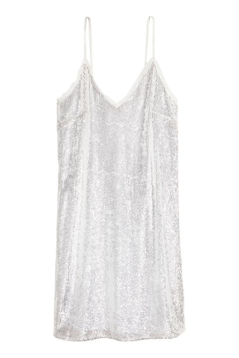 H & M - Abito Di Paillettes - Bianco