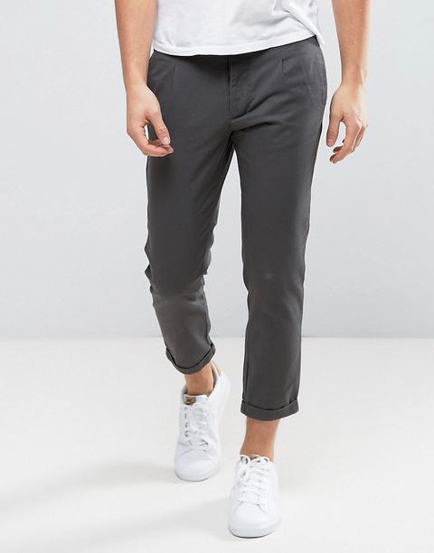 New Look - Pantaloni Sopra La Caviglia Stretti In Fondo Grigio Scuro - Grigio