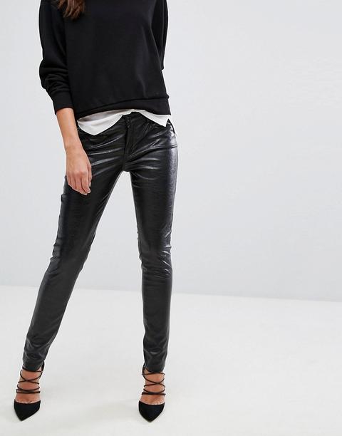 Blank Nyc - Pantaloni Skinny In Pelle Sintetica - Nero