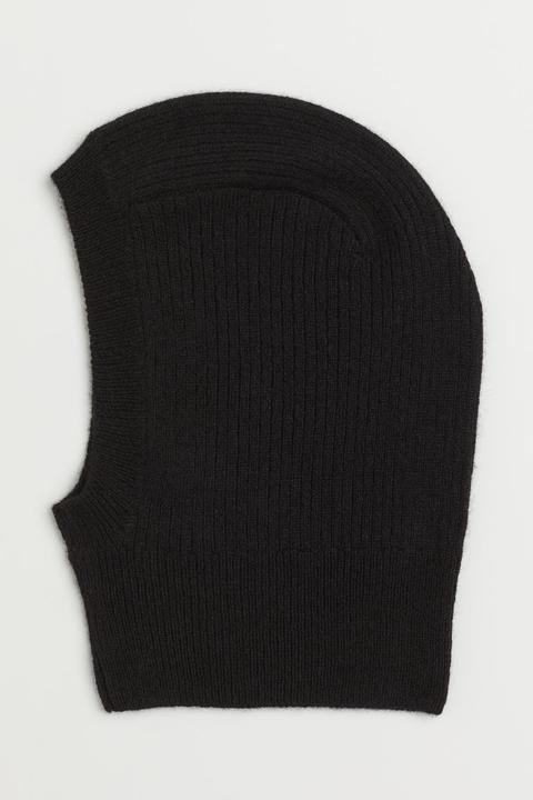 Rib-knit Cashmere Balaclava - Black