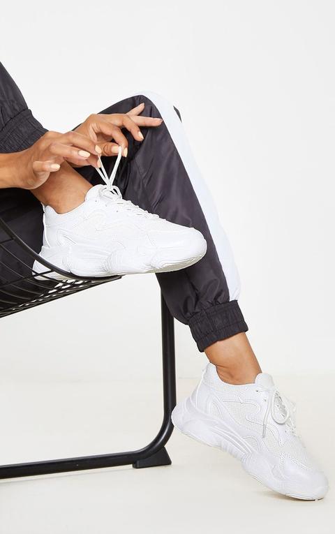 White Bubble Sole Lace Up Trainer