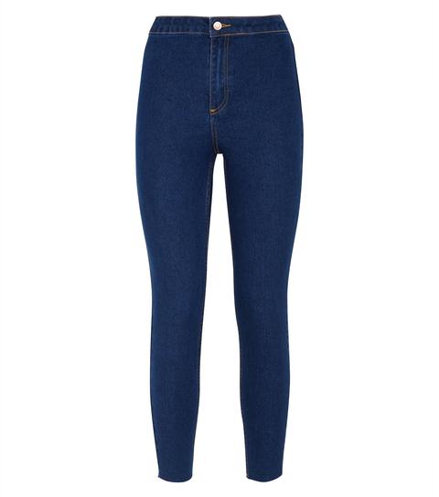 Blue Raw Hem High Waist Super Skinny Hallie Jeans New Look