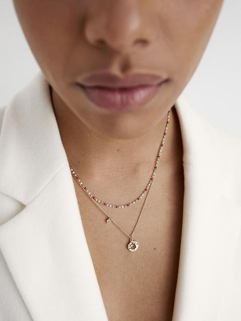 Collar Doble Piedras Colores Baño Oro