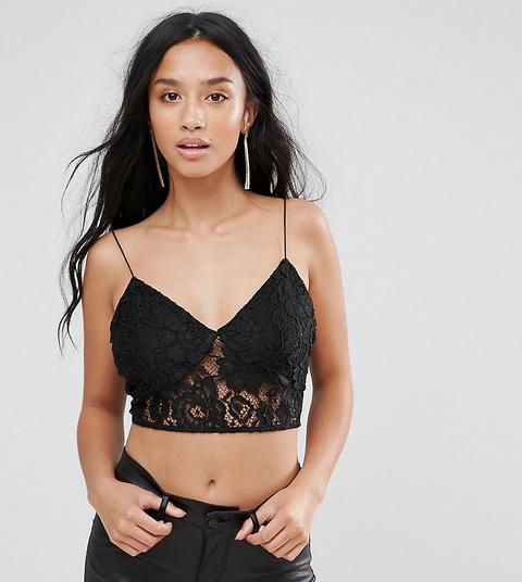 Asos Petite - Brassière In Pizzo - Nero