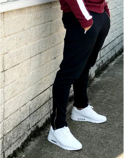 Pantalón Hombre Uissos Chándal Pitillo Cremalleras Negro