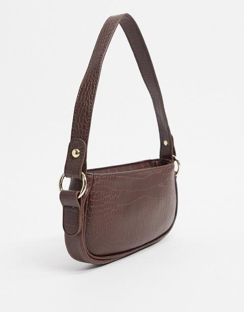 Bolso De Hombro Efecto Cocodrilo Estilo Años 90 En Color Chocolate De Asos Design-marrón