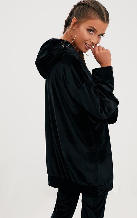 Black Velvet Oversized Hoodie