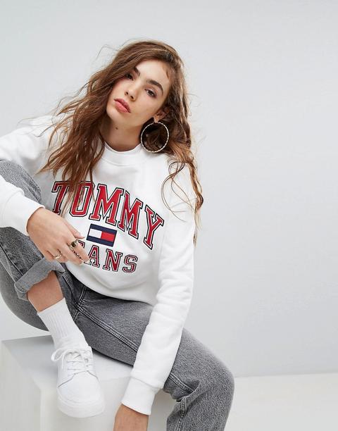 Tommy Jeans - Felpa Con Logo Della Collezione Capsule '90 - Bianco