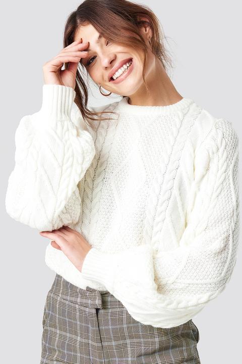 Weave Detailed Sweater Ecru