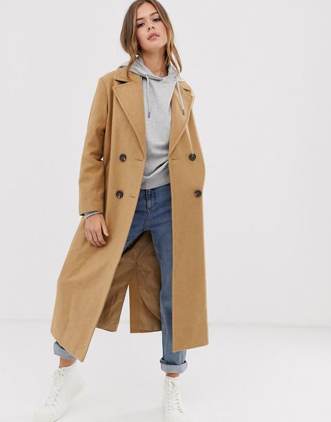 New Look Tailored Maxi Coat In Camel-tan
