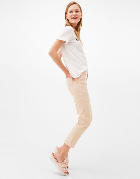 Pantaloni Straight Fit Con Orlo Sfilacciato