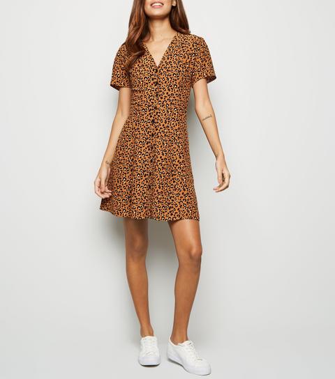 Leopard print hotsell button through dress