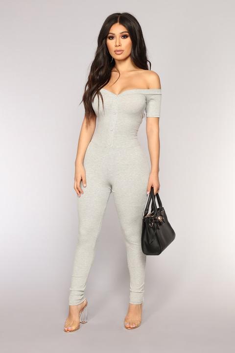 Foolish Ribbed Jumpsuit - Grey