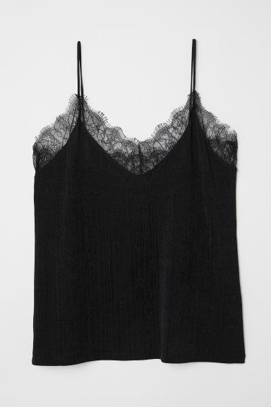 H & M - Top With Lace - Black