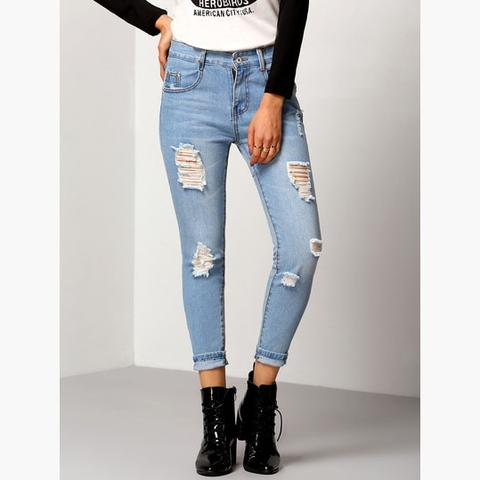Ripped Cuffed Jeans