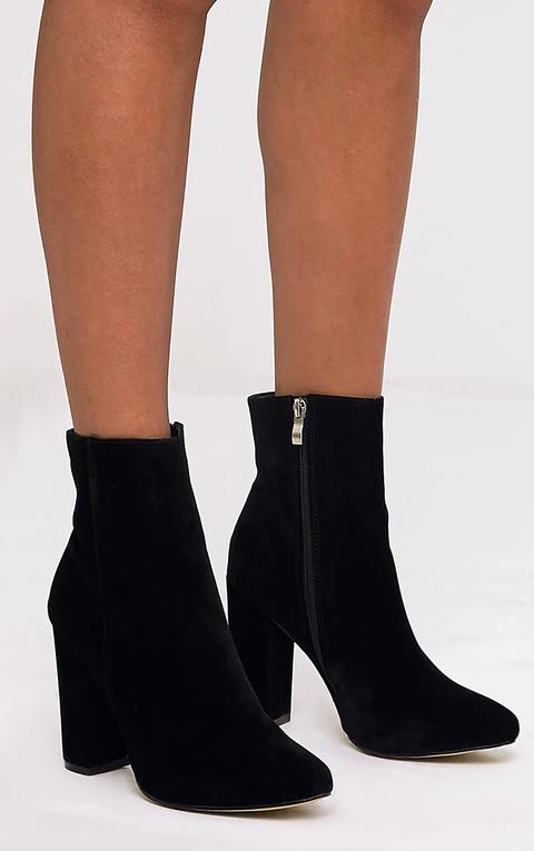 Behati Black Faux Suede Ankle Boots