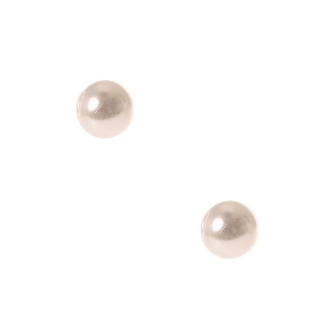 Claire's Silver Pearl Stud Earrings - White