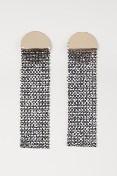 H & M - Pendientes Con Strass - Gris