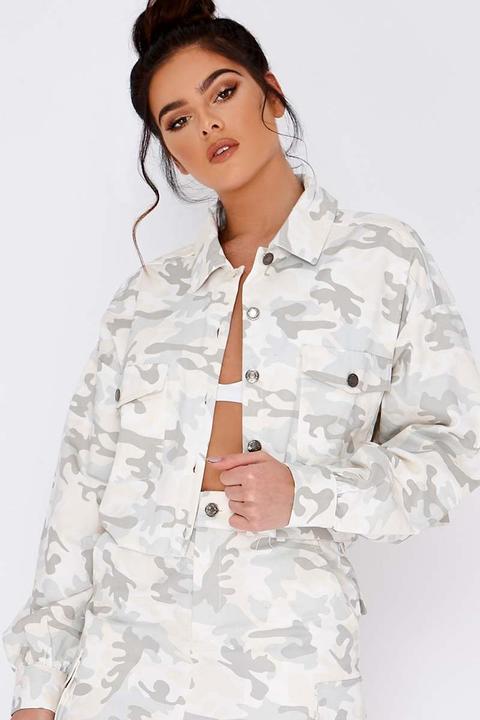 Nude Jackets - Pia Mia Nude Camo Long Sleeve Cropped Jacket