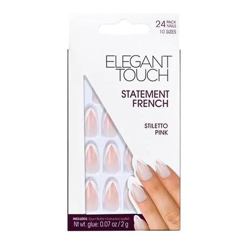 Elegant Touch Fake Nails Statement Stilleto French Manicure