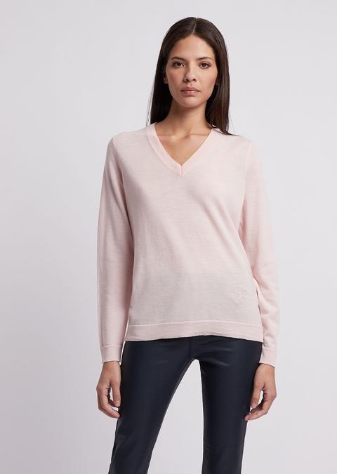 Maglione Con Scollo A V In Lana Vergine
