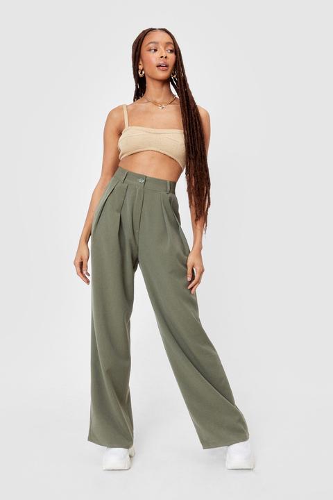Womens Pleated Front Wide Leg Trousers