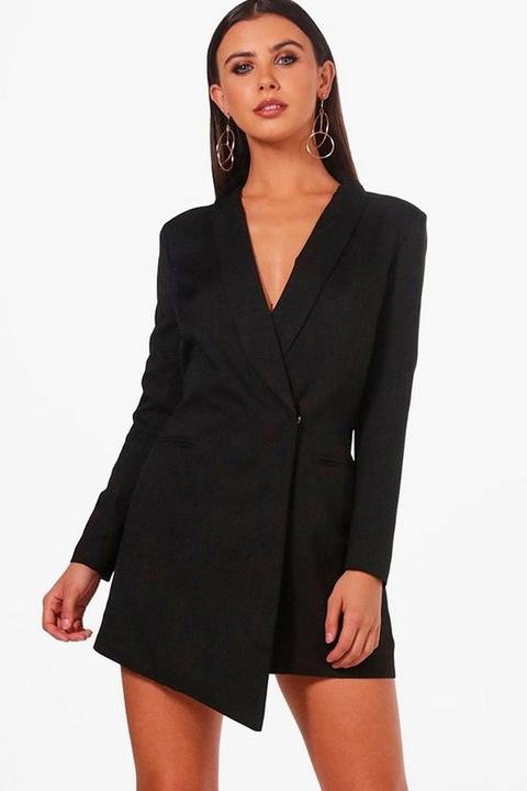 Vestido Americana Petite Asimétrico, Negro de Boohoo en 21 Buttons