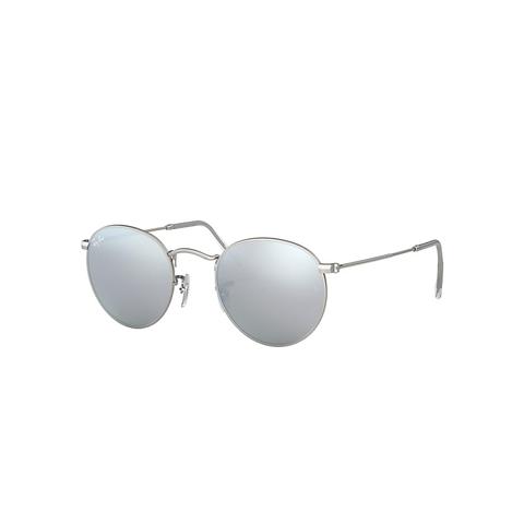 Round Flash Lenses Lunettes De Soleil Monture Argent Verres Argent 50-21