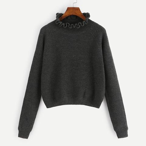 Maglione Con Collo Arricciato E Manica Raglan