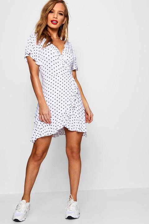 boohoo polka dot wrap dress