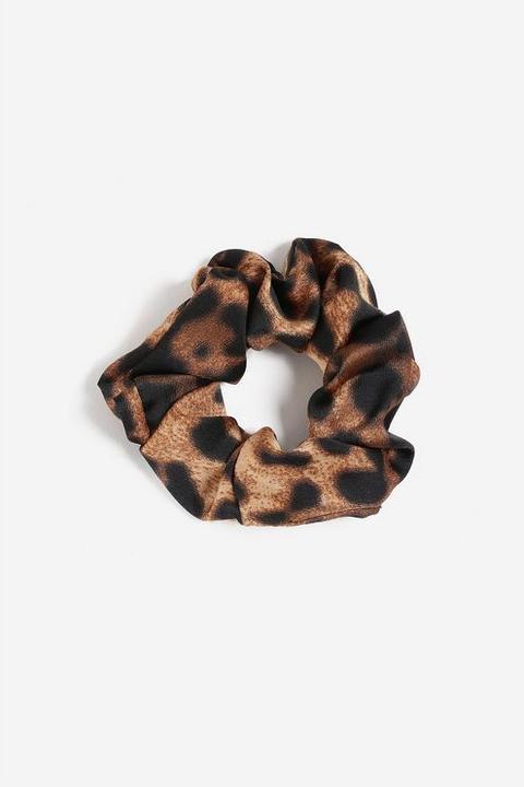 Womens **leopard Print Scrunchie - Brown, Brown