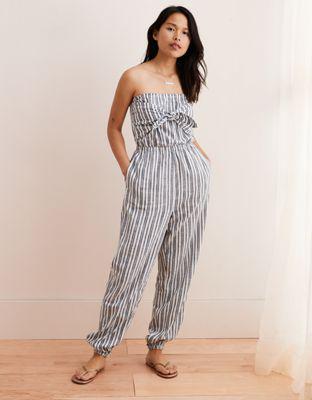 american eagle striped jumpsuit