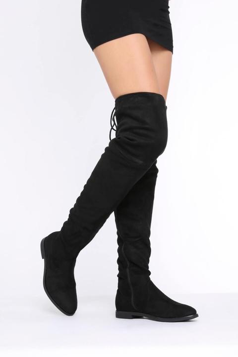 flat suede thigh high boots