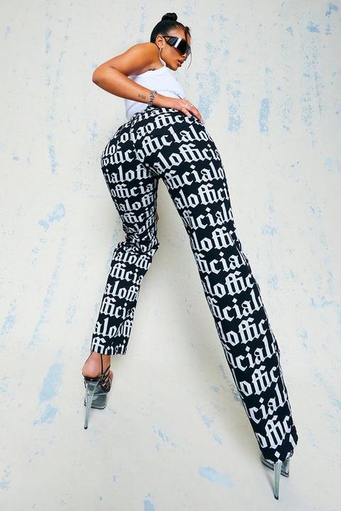 Womens High Waist Printed Boyfriend Jeans - Grey - 10, Grey