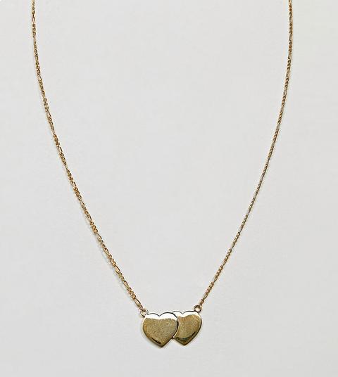 Asos - Collana In Argento Sterling Placcato Oro Con Doppio Cuore - Oro