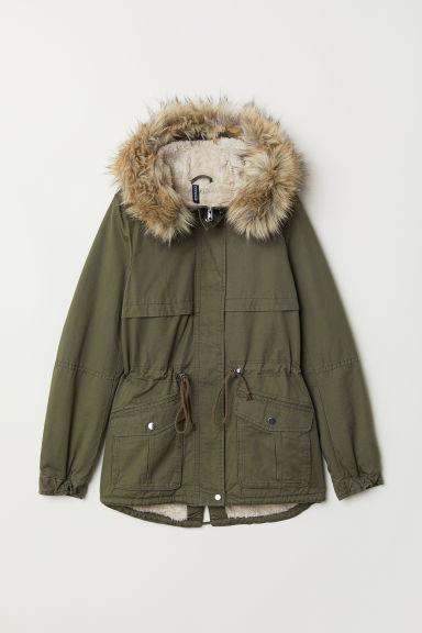 Parka Mit Teddyfutter Green Damen From H M On 21 Buttons