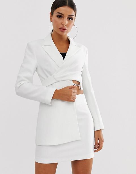 Asos Design - Blazer Da Abito Asimmetrico Bianco - Bianco